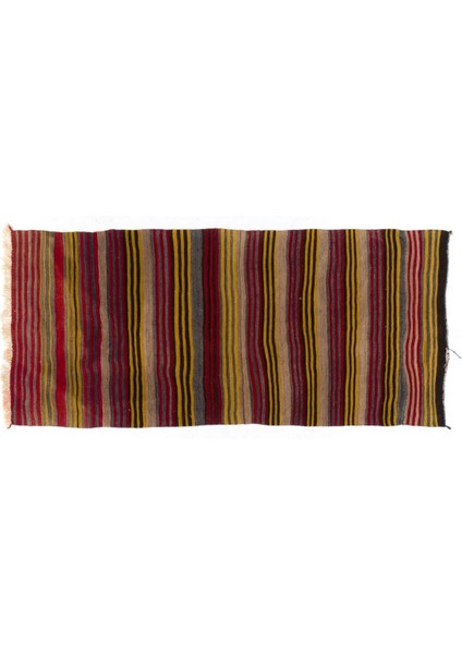 157 x 340 cm Çizgili El Dokuması 1970'LER Çift Taraflı Düz Dokuma Anadolu Kilimi fırsatları