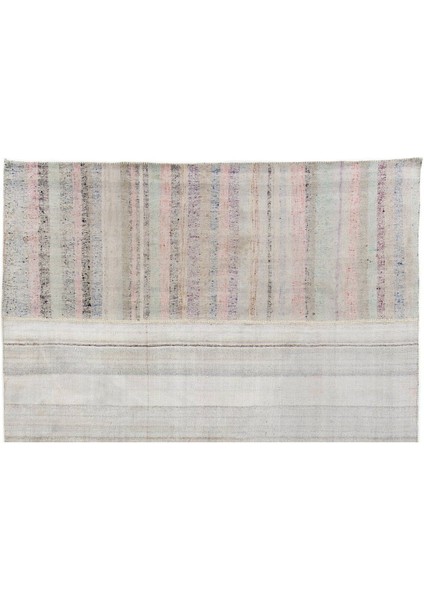 280 x 370 cm Pastel Renkli Çizgili Eski El Dokuma Kilim, Pamuk Çaput fiyatları