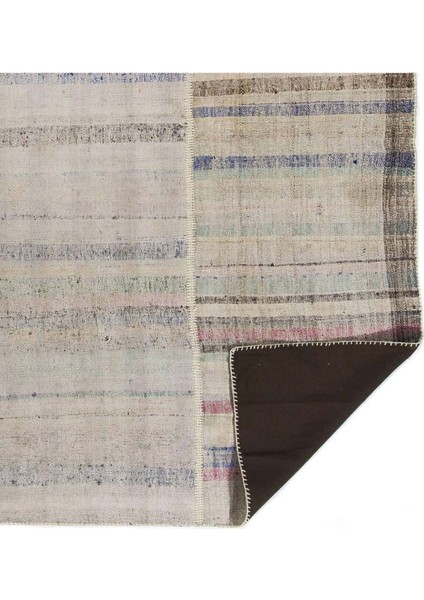 280 x 370 cm Pastel Renkli Çizgili Eski El Dokuma Kilim, Pamuk Çaput fırsatları
