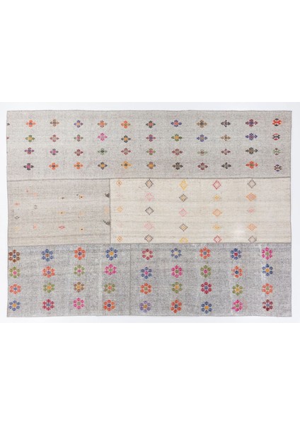 320 x 436 cm Çok Renkli ve Çiçek Desenli Eski El Dokuması Gri Tonlarda Kilim fırsatları