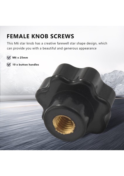 10 Adet M6 Iç Dişli Topuz Vidası Plastik Yıldız Başlı Sıkma Topuzu Siyah M6 x 25 (Yurt Dışından) modelleri