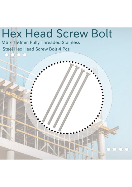 M6 x 150MM Tam Dişli Paslanmaz Çelik Altıgen Başlı Vida Cıvata 4 Adet (Yurt Dışından) fırsatları