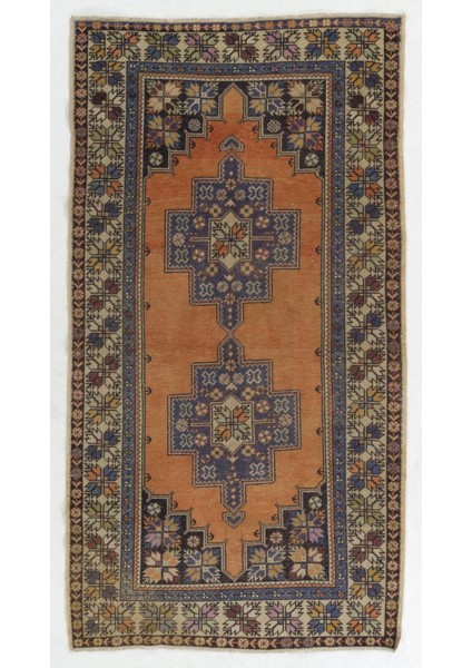 140 x 258 cm Yünlü Eski El Düğümlü Türk Halısı, Oturma Odası Dekoru Için Harika