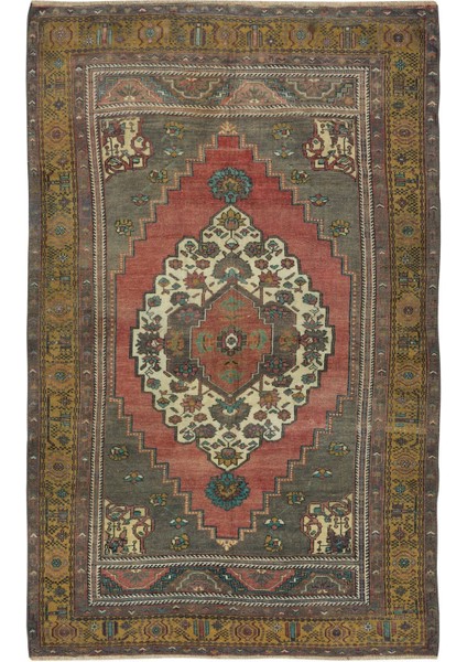 153 x 247 cm El Dokuma Geometrik Madalyon Desenli Alan Halısı, Yün