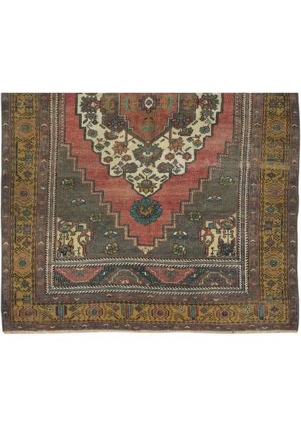 153 x 247 cm El Dokuma Geometrik Madalyon Desenli Alan Halısı, Yün