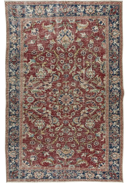 175 x 275 cm Çiçek Desenli Eski El Düğümlü Anadolu Yün Yer Halısı, Ofis ve Ev Dekorasyonu Için Halu