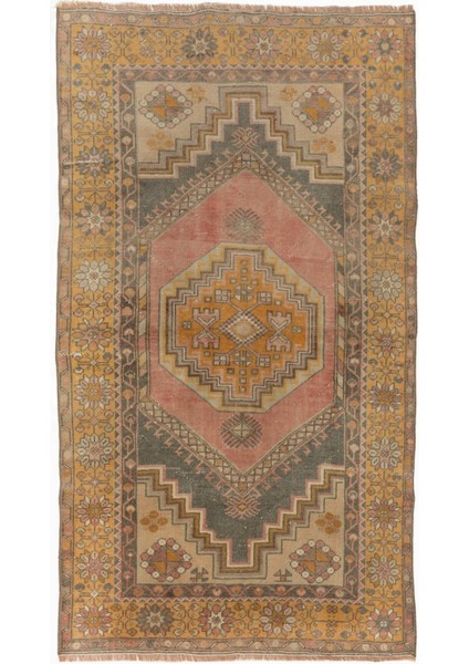 110 x 188 cm El Yapımı Anadolu Halısı, Çok Renkli Tribal Stilde Eski Yünlü Halı