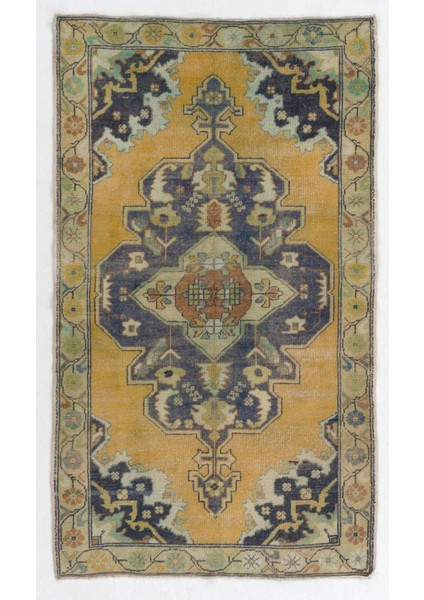 125 x 221 cm Eski El Yapımı Türk Halısı, Geleneksel Ev Dekoru Halı, Yöresel Halı