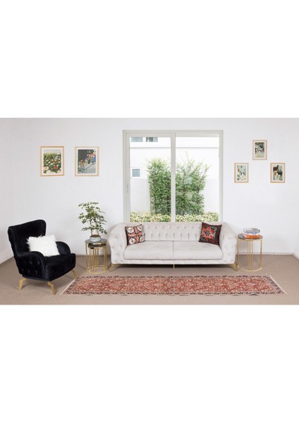78 x 345 cm El Düğümlü Çiçek Motifli Koridor Halısı, Eski Koridor Halısı, Antre Hol Halı fiyatları