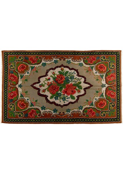 160 x 262 cm Türünün Tek Örneği Eski Duvar Askısı, Çiçekli Kilim, El Dokuma Moldova Kilimi, Yün