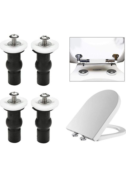 Klozet Oturağı Üst Sabitleme Vidaları Sabitleme Parçaları 2 Çift Evrensel Genişleyen Kauçuk Vida Üst Somunları Kör Delik Menteşe Bağlantı Parçaları 4 Adet (Yurt Dışından)