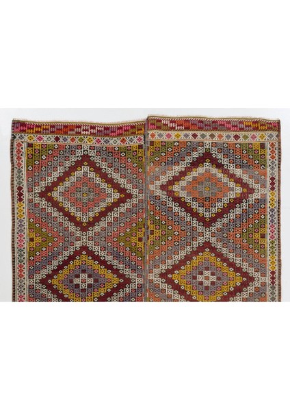 182 x 240 cm Çok Renkli Geometrik Desenli Eski Dekoratif El Dokuması Cicim Kilim fiyatları