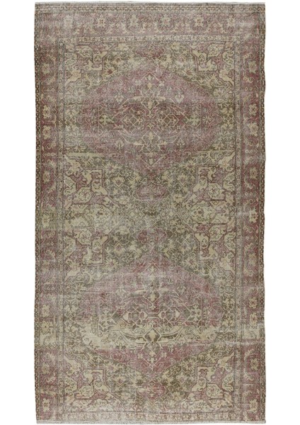 185 x 312 cm Eski El Yapımı Türk Halısı, Eşsiz Yün ve Pamuk Halı