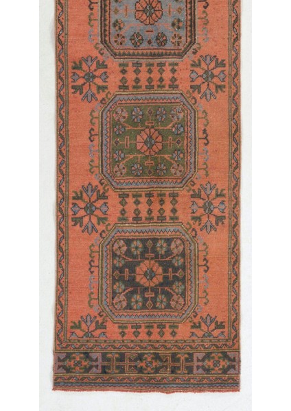 84 x 354 cm Eski El Yapımı Anadolu Yolluk Halısı. Benzersiz Koridor Halısı modelleri