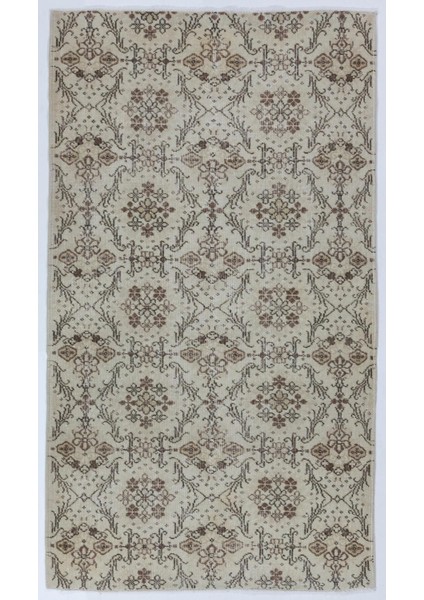 123 x 216 cm Eski El Yapımı Türk Halısı, El Dokuma Alan Halısı