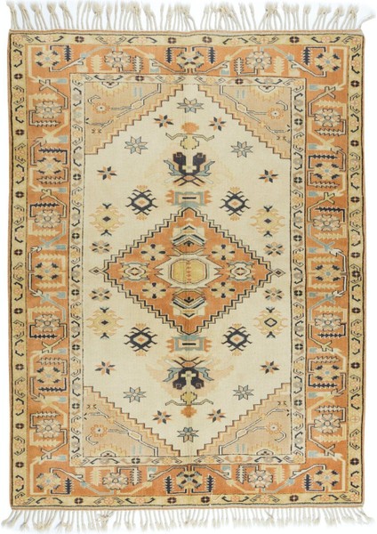 160 x 210 cm Geometrik Madalyon Desenli Otantik El Yapımı Anadolu Halısı, Yün