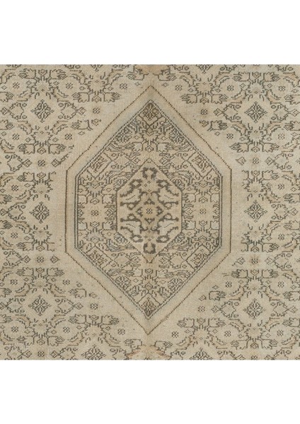 164 x 234 cm Nötr Renklerde El Düğümlü Eski Anadolu Uşak Halısı, El Yapımı Oturma Odası Halısı