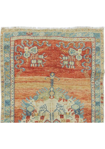 78 x 143 cm Eski El Düğümlü Halı, 1960 Civarı, Madalyon Desenli Küçük Halı fırsatları