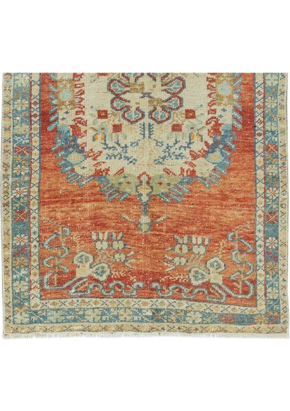 78 x 143 cm Eski El Düğümlü Halı, 1960 Civarı, Madalyon Desenli Küçük Halı indirimleri