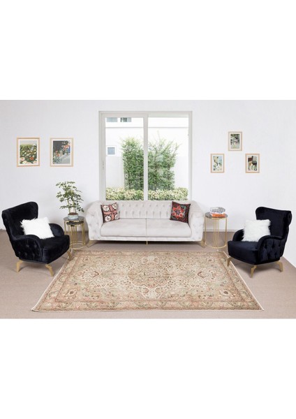 200 x 298 cm El Düğümlü Eski Orta Anadolu Halısı, Madalyon Desenli, Yünlü Halı fiyatları