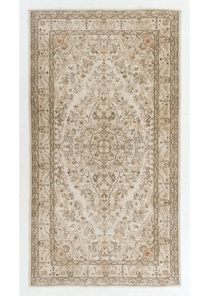 171 x 304 cm Yumuşak Renklerde Eski Anadolu Uşak Halısı. El Dokuma Halı, Yün Zemin Kaplaması