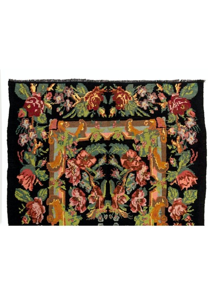 201 x 293 cm Türünün Tek Örneği Eski Duvar Askısı, Çiçekli Kilim, El Dokuma Moldova Kilimi, Yün