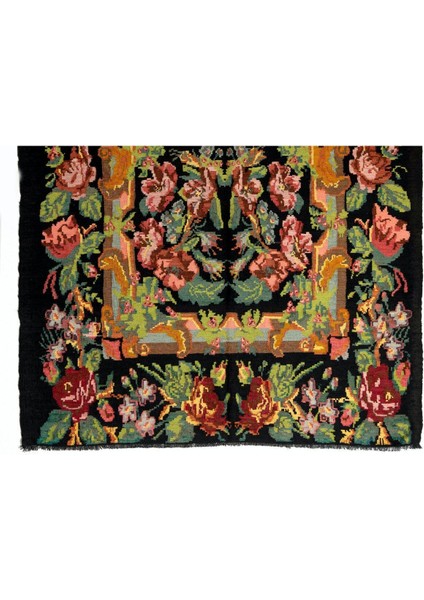 201 x 293 cm Türünün Tek Örneği Eski Duvar Askısı, Çiçekli Kilim, El Dokuma Moldova Kilimi, Yün