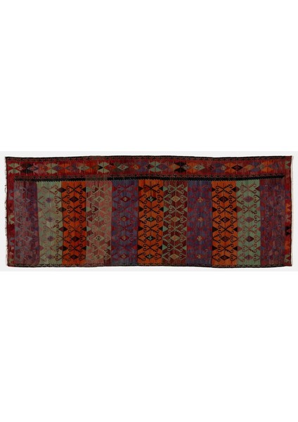 158 x 400 cm Nadir Bulunan Eski El Dokuması Kilim, Dekoratif Yolluk Kilim, Çok Renkli modelleri