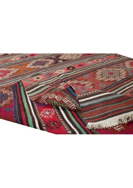 150 x 238 cm Çok Renkli El Dokuması Yün Kilim. 1970'LERDEN Düz Dokuma Kilim modelleri