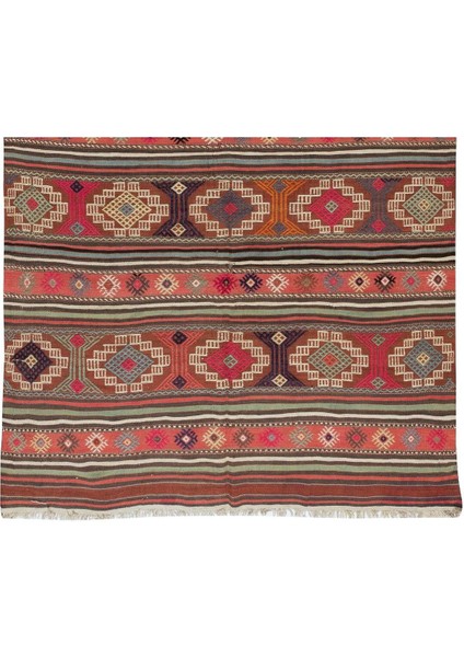 150 x 238 cm Çok Renkli El Dokuması Yün Kilim. 1970'LERDEN Düz Dokuma Kilim indirimleri