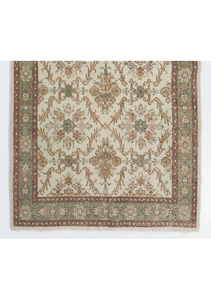 120 x 205 cm Çiçek Desenli Eski El Yapımı Halı, Bej Dekoratif Halı modelleri