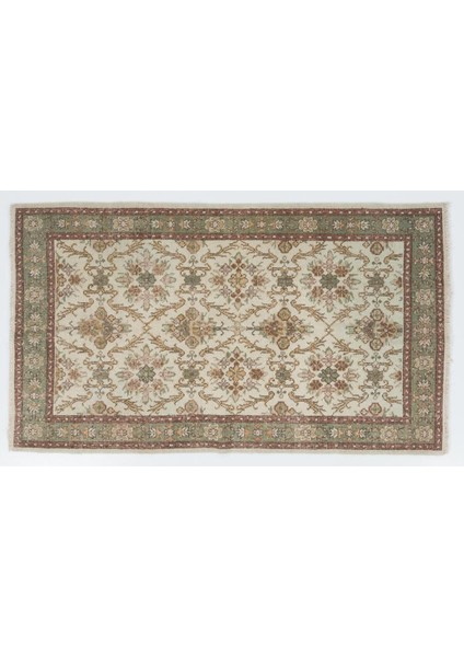 120 x 205 cm Çiçek Desenli Eski El Yapımı Halı, Bej Dekoratif Halı indirimleri