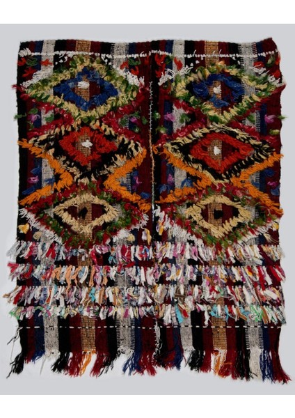 94 x 105 cm Çok Renkli El Dokuması Eski Kilim, Geleneksel Duvar Askısı