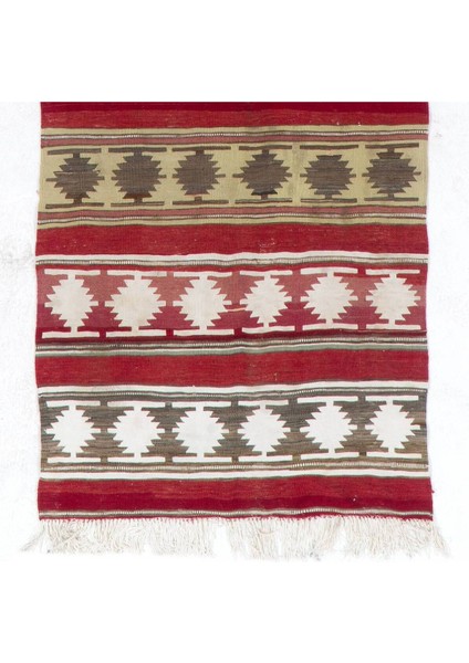 102 x 328 cm Geometrik Tasarımlı El Dokuma Eski Anadolu Yolluk Kilim Halı (Düz Dokuma) fırsatları