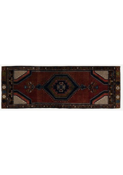 85 x 237 cm Benzersiz El Yapımı Eski Anadolu Kabile Yolluk Halısı, Yün