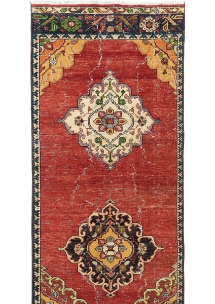 95 x 366 cm El Dokuma Eski Orta Anadolu Yolluk Halısı, Eşsiz Dekoratif Koridor Halısı, Hol Halı fiyatları