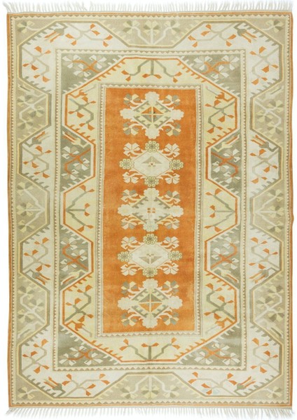 200 x 285 cm Türk Milas Halısı, Eski Geometrik Desenli El Düğümlü Yün Halı