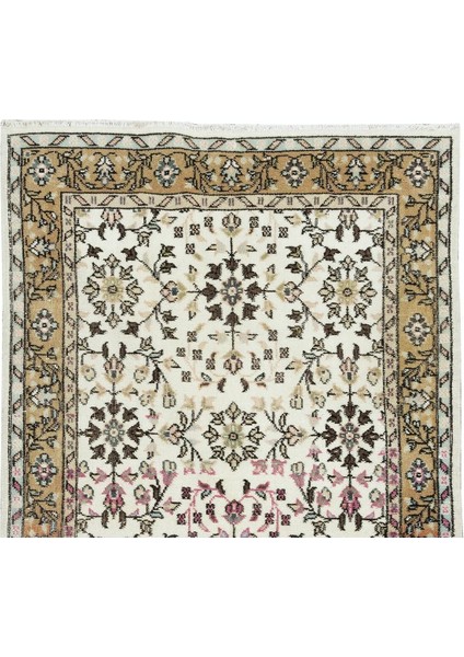 120 x 214 cm Çiçekli Otantik El Yapımı Eski Yünlü Halı, Eşsiz Türk Halısı