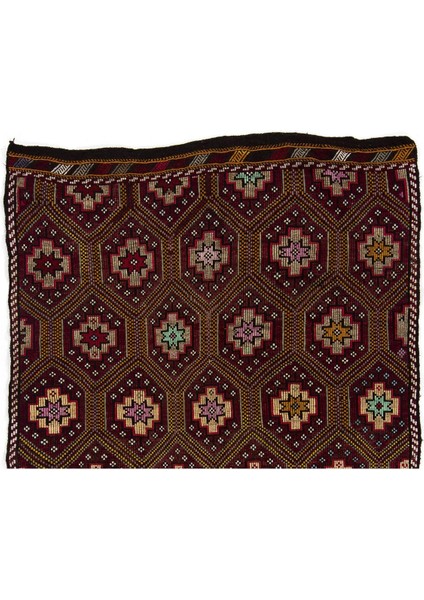182 x 290 cm Çok Renkli Eski El Yapımı Cicim Kilim, Yün
