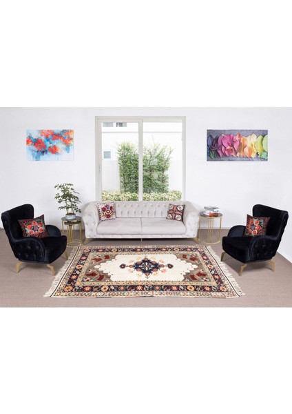 196 x 254 cm Geometrik Madalyon Desenli El Yapımı Anadolu Halısı, Yün, Modern Halı fiyatları