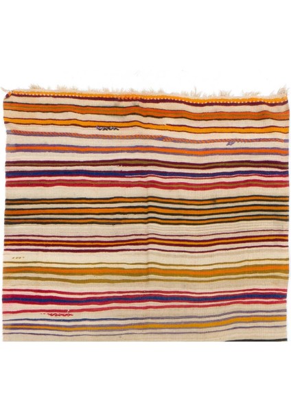 160 x 417 cm El Yapımı Eski Çizgili Türk Kilimi, Düz Dokuma Kilim. Yün fiyatları