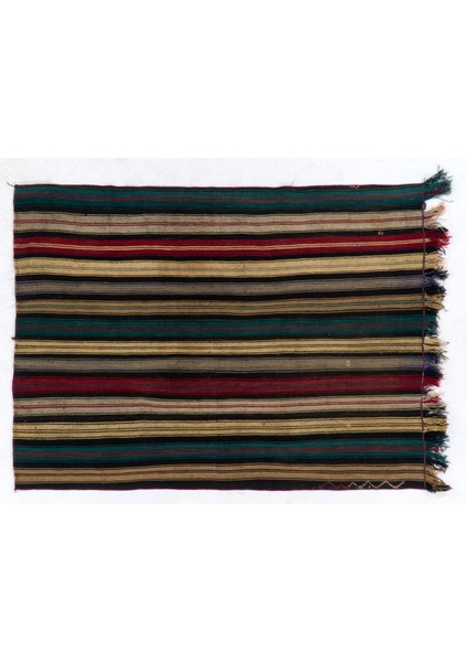 162 x 215 cm Dikey Çizgili El Dokuma Eski Anadolu Kilimi. Yün, Düz Dokuma Kilim