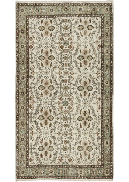 118 x 214 cm Eski El Yapımı Türkiye'de Yapılmış Halı, Çiçek Desenli Alan Halısı