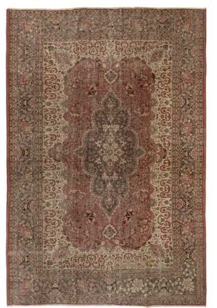 262 x 350 cm Ince Eski El Dokuması Türk Yün Halı, 1940 Civarında Yapıldı