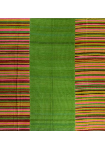 285 x 363 cm Modern Çift Taraflı Yün Kilim, Özel Seçenekler Mevcut, Çizgi Desenli Yeşil Kilim