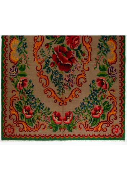 191 x 316 cm Türünün Tek Örneği Eski Duvar Askısı, Çiçekli Kilim, El Dokuma Moldova Kilimi, Yün