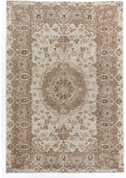 220 x 320 cm Eşsiz Shabby Chic Eski El Yapımı Türk Halısı, El Dokuması Halı