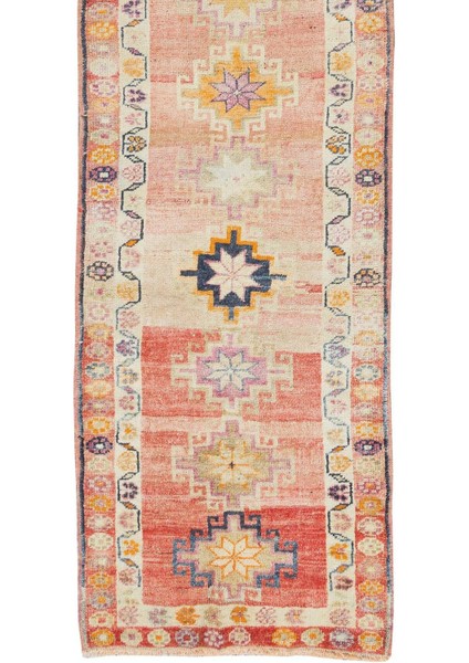 86 x 374 cm Geleneksel El Düğümlü Koridor Halısı, Yüzyıl Ortasından Geometrik Desenli Koridor Halısı indirimleri