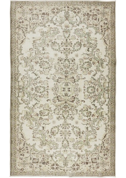 192 x 313 cm Çiçekli Bahçe Tasarımlı Eski El Yapımı Uşak Halısı, Yünlü Ofis Halısı