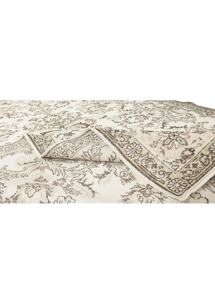 192 x 313 cm Çiçekli Bahçe Tasarımlı Eski El Yapımı Uşak Halısı, Yünlü Ofis Halısı
